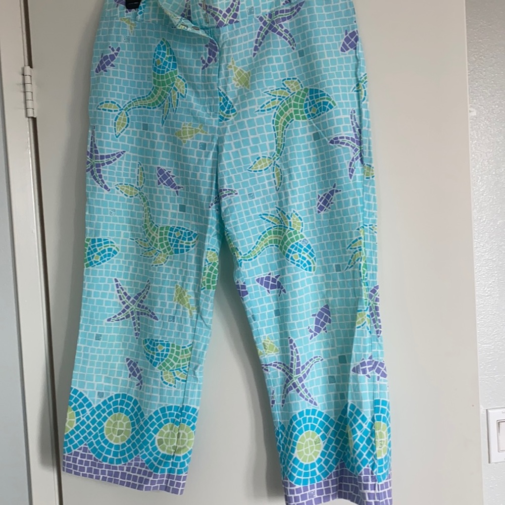 Lilly Pulitzer Ocean Tile Mosaic Capris sz 12